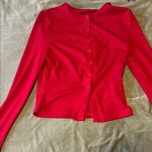 Elegant Scarlet Button-Down Shirt for Women